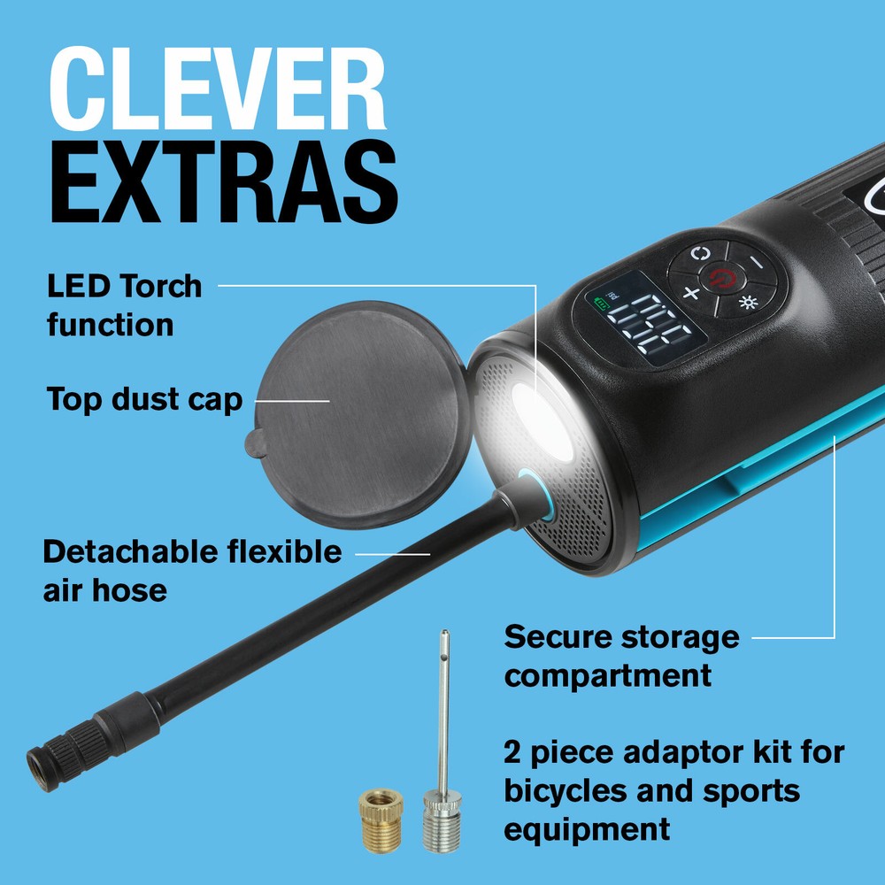 RTC2000 Ring Handheld Digital Tyre Inflator Air Compressor USB LED Cordless