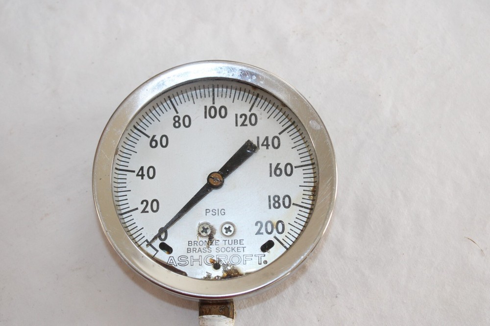 2 Vintage ASHCROFT Bronze Tube Brass Socket Gauges