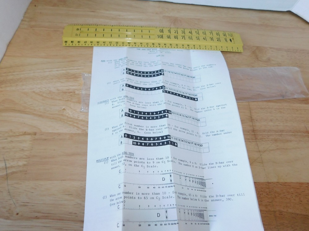 Vintage Beta Enterprises ABA-Ten Slide Ruler 2/6