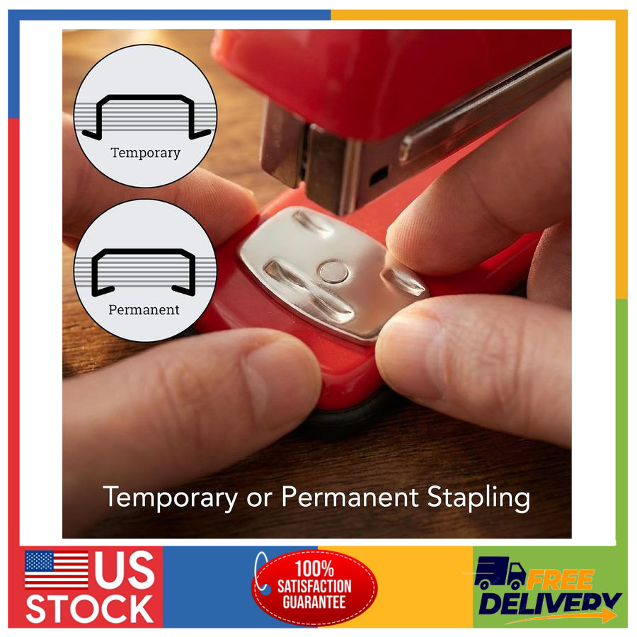 Desktop Stapler with Staples 20 Sheet Capacity 180 Degree Open Red for Students