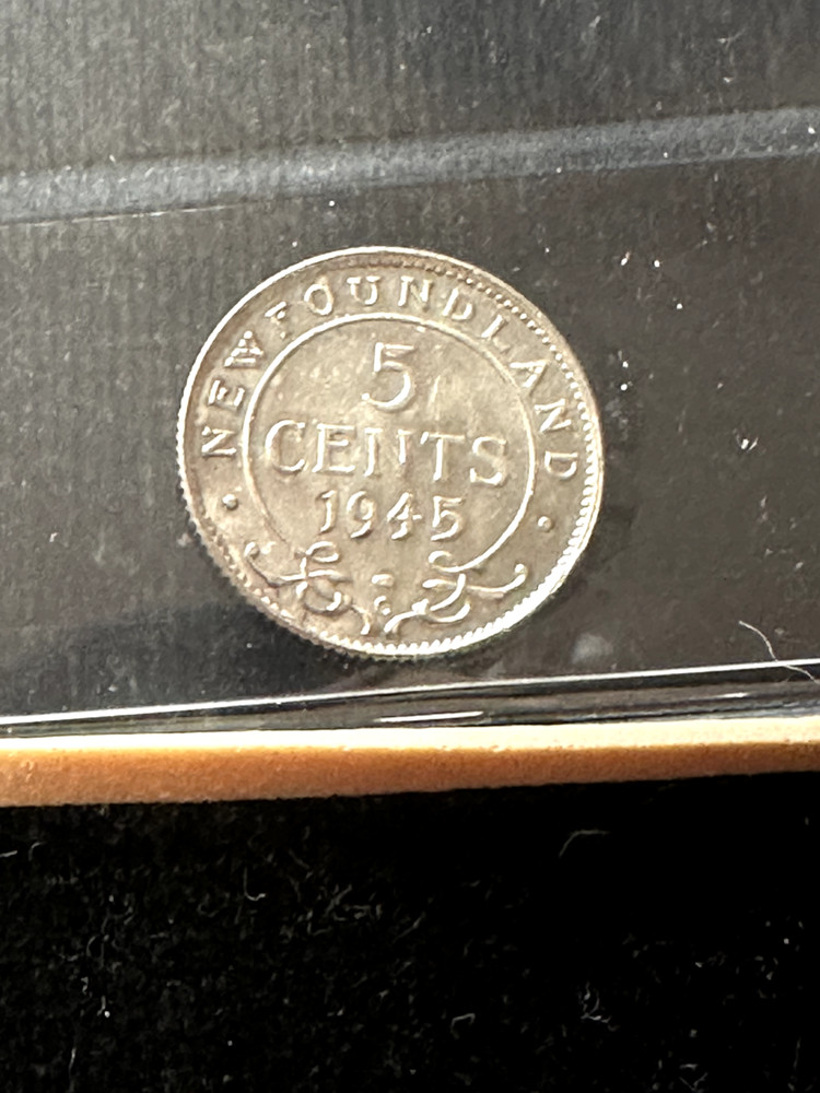 1945c Newfoundland Silver ¢5 Cent, ICCS Graded**MS-65** Cert# XZG 381