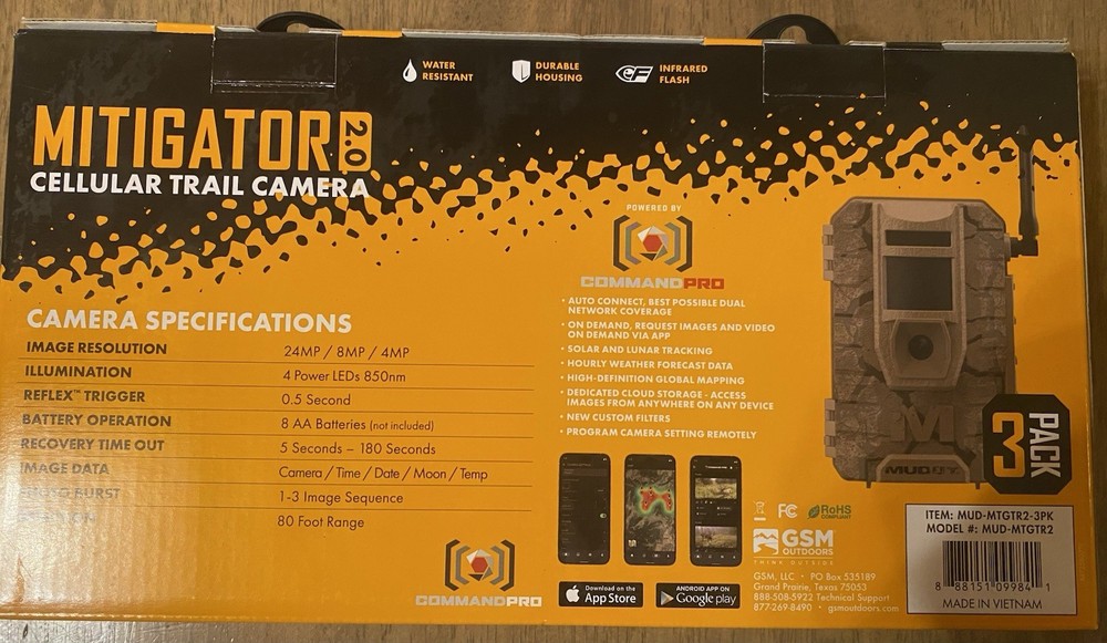 Muddy MITIGATOR 2.0 (3 Pack) 24mp 80ft Cellular Trail Camera