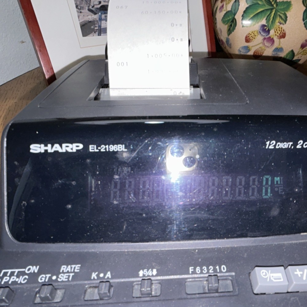 Sharp EL-2196BL 12-Digit Printing Desktop Calculator, 2-Color, Large Keys