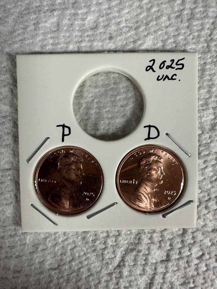2025 P & D LINCOLN SHIELD CENT UNCIRCULATED FREE SHIP 2 COIN SET