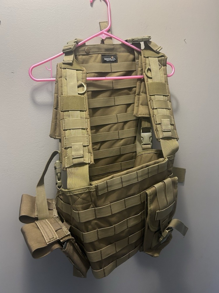 Lancer Tactical Modular Airsoft Vest Tan, Adjustable