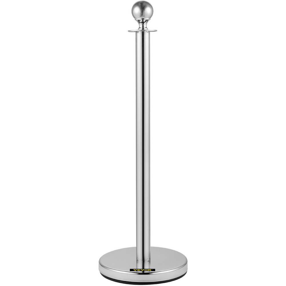 VEVOR 6PCS Red Rope Stanchion Silver Post Crowd Control Queue Line Barrier