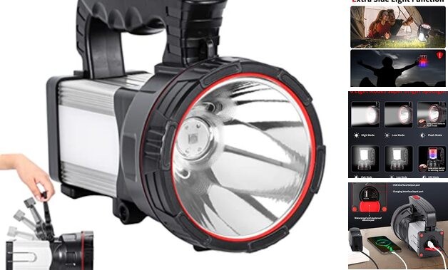 Superbright LED Handheld Searchlight Tactical Waterproof Silver-White Light