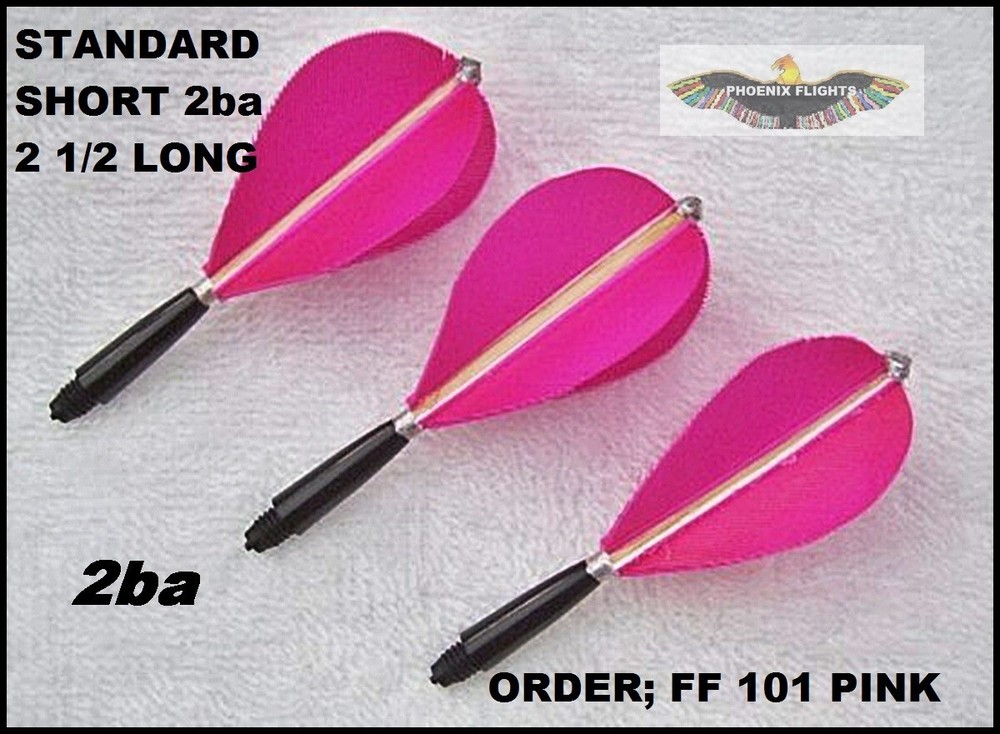 SHORT PINK REAL HAND MADE TURKEY FEATHER FLIGHTS 2ba THREAD