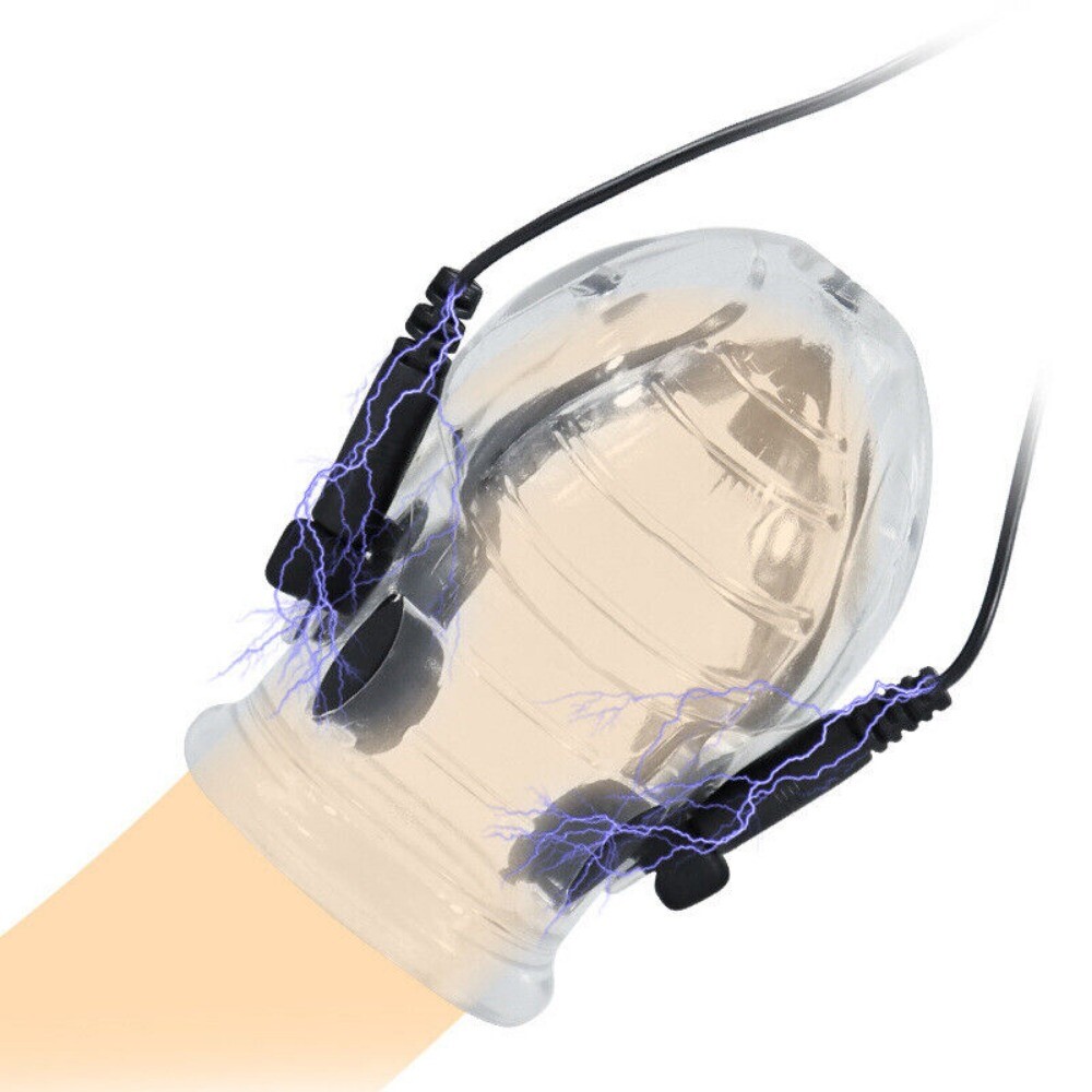 Electric E-Stim Penis Stretcher Enhancer Ball-Scrotum-Ring-Delay-Ejaculation Men
