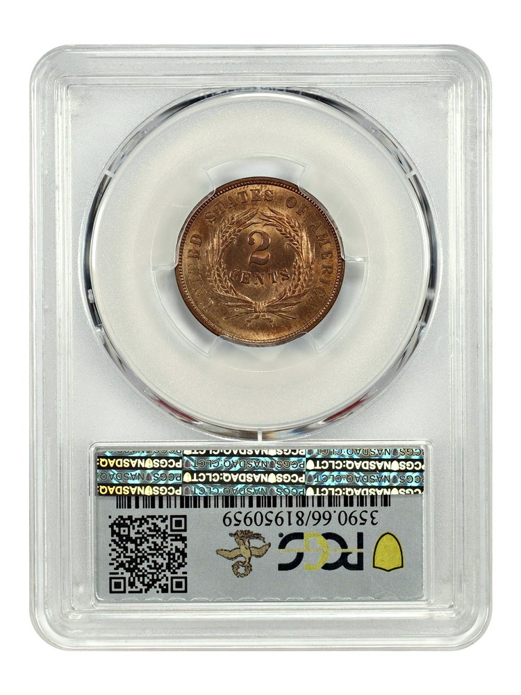 1866 2C PCGS MS66RD ex: D.L. Hansen - Two Cent - Only Five Finer