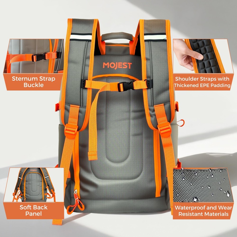 55L Ski Boot Bag Backpack, 6 Pockets, Ergonomic Design, Waterproof Ski Snowbo...