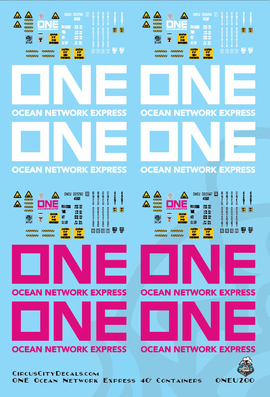 ONE Ocean Network Express 40' Intermodal Container Pink & White HO Scale