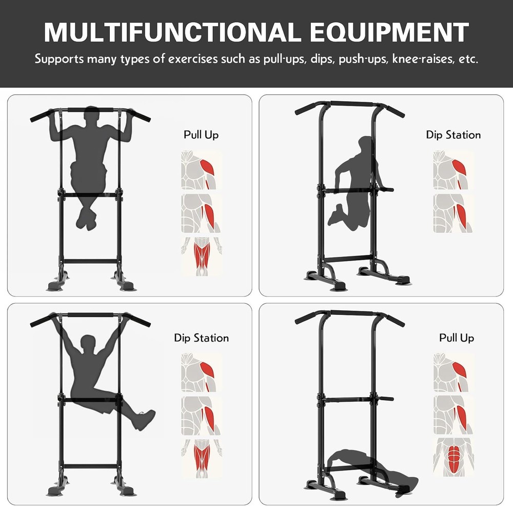 Power Tower Pull Up Bar Station, Free Standing Pull Up Rack Dip Station