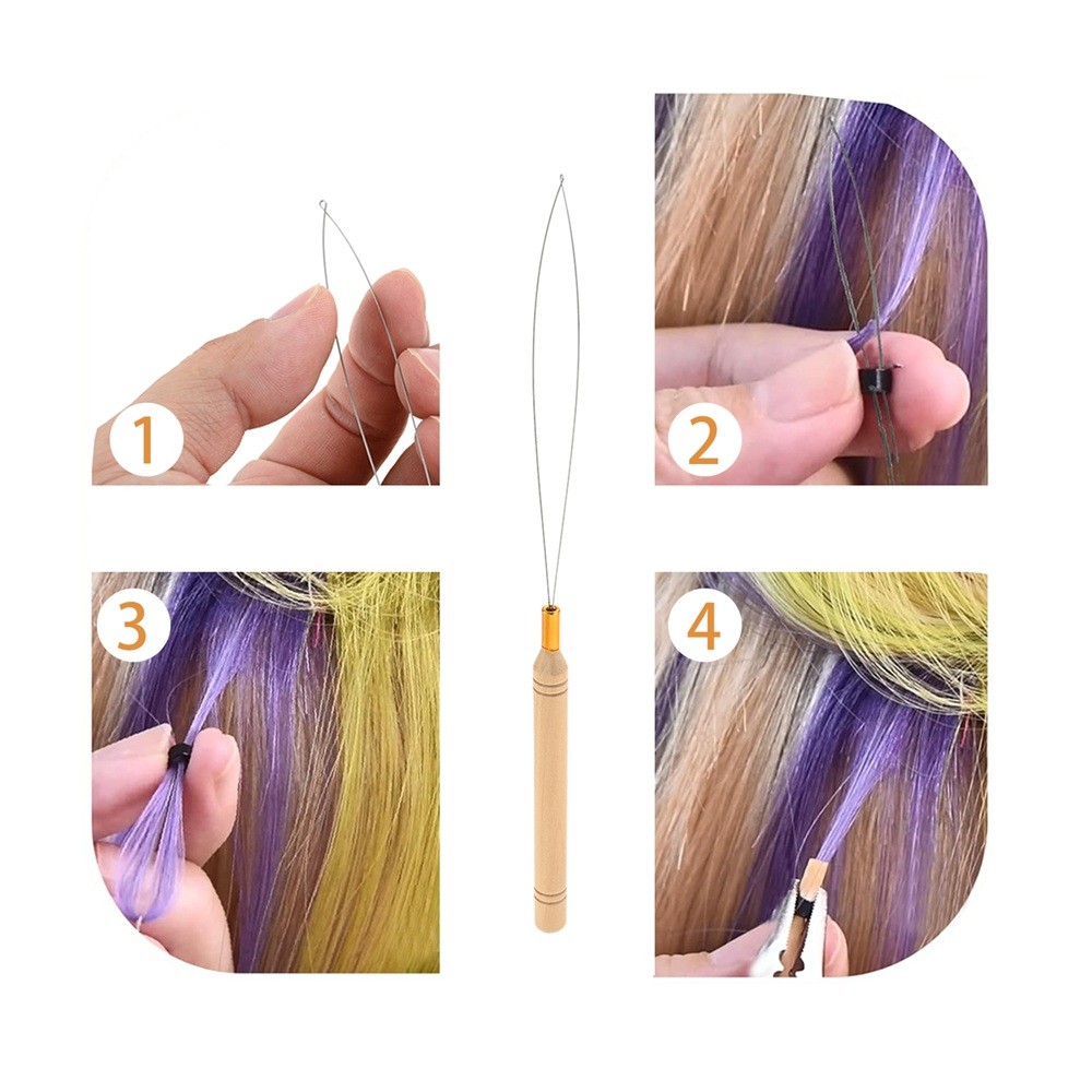 10Pcs Hair Extension Loop Needle Threader 22.3cm Micro Loop Nano Beads Device