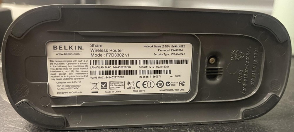 Belkin F7D3302 Share Wireless Router