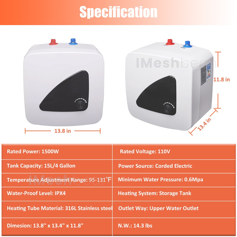 8/10/15L Electric Mini Tank Water Heater Kitchen Bathroom Home 95°F-167°F 110V