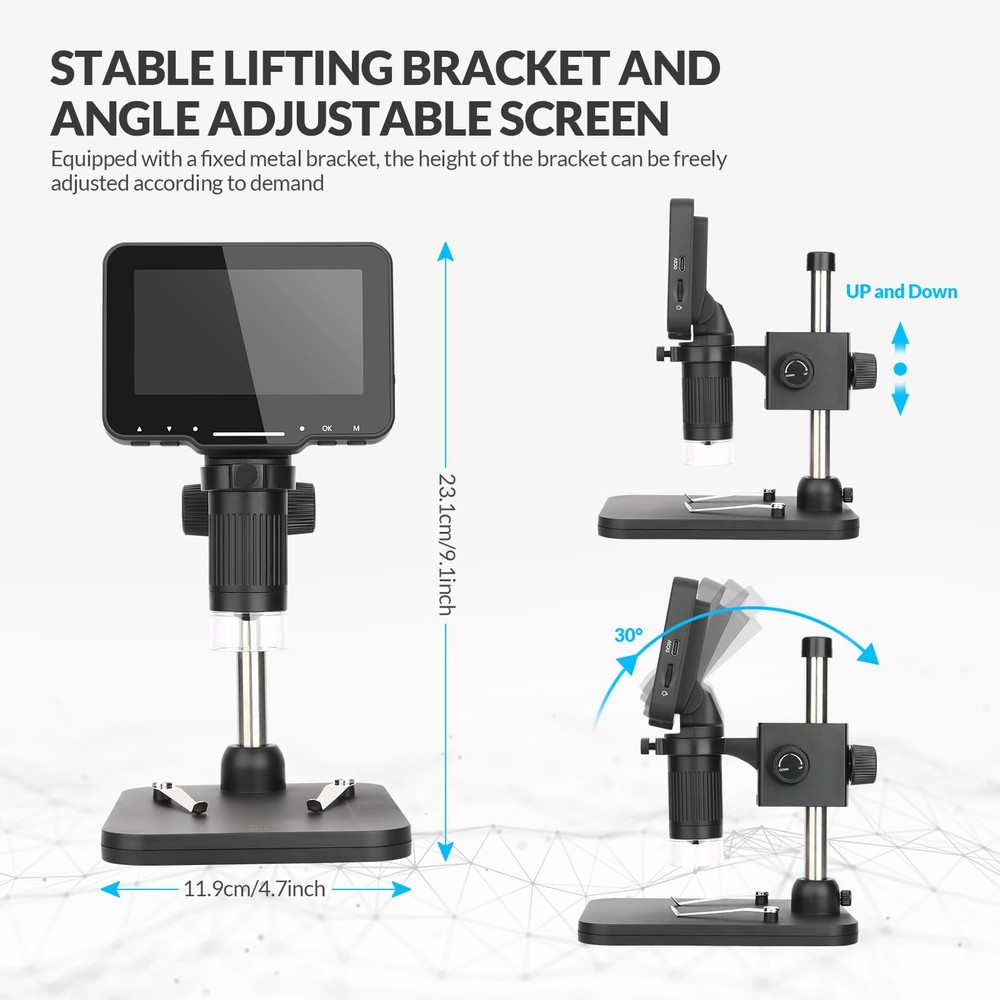 4.3" Coin Microscope 1000x Handheld LCD Digital with Screen Black
