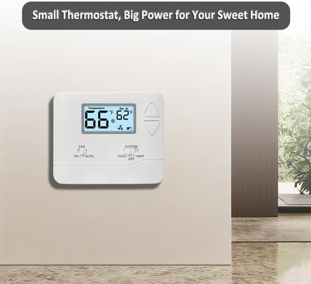 NonProgrammable Thermostat for Home, Digital Energy-Saving White