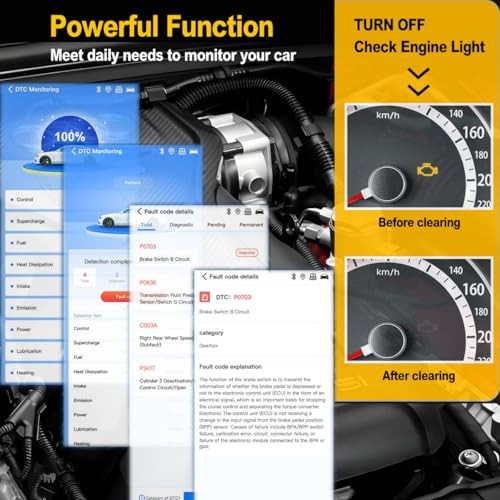 Bluetooth OBD2 Scanner for iOS & iPhone & Android - Wireless Car Code Reader