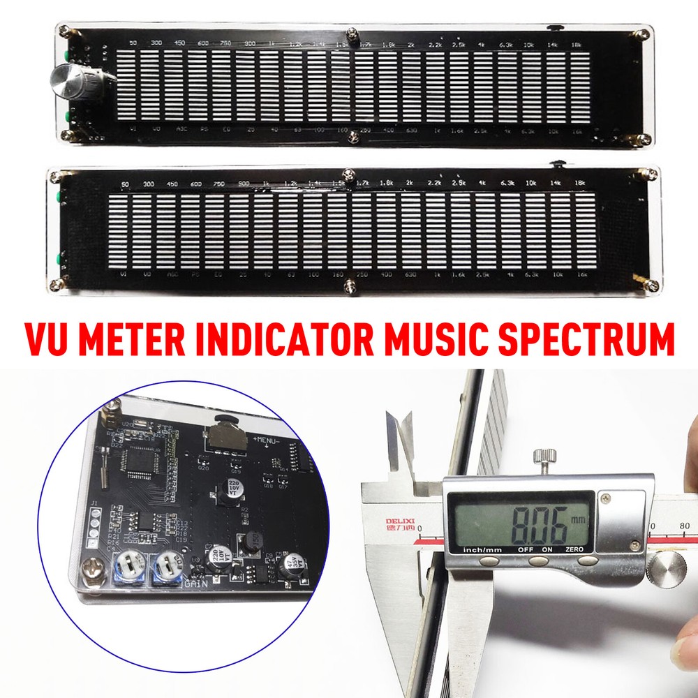 Stereo VU Meter Indicator 20 Segment Music Spectrum Analyzer LED Level Display