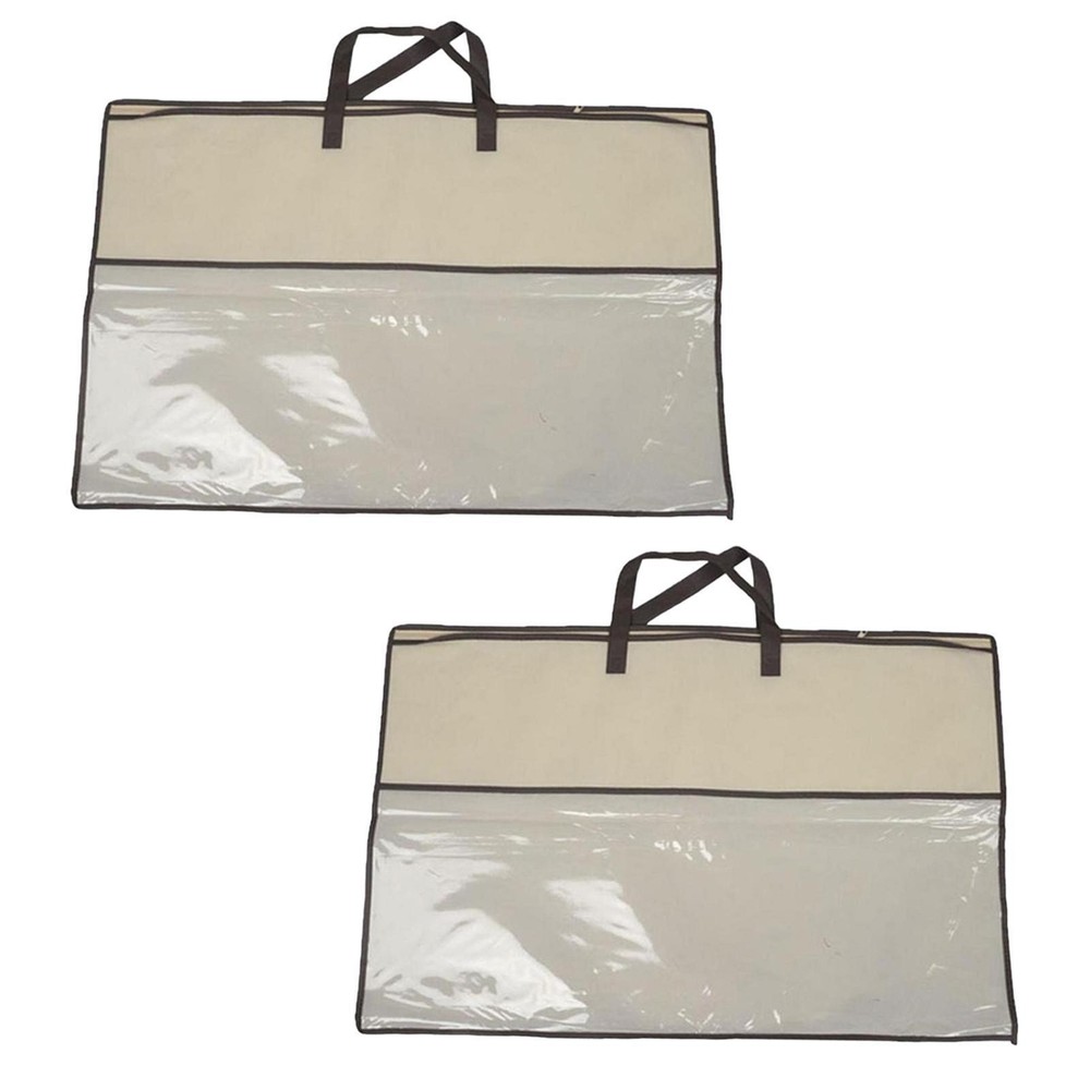 2x Pillow Storage Bag with Handles Tote Bag for Sweaters Comforters Blankets