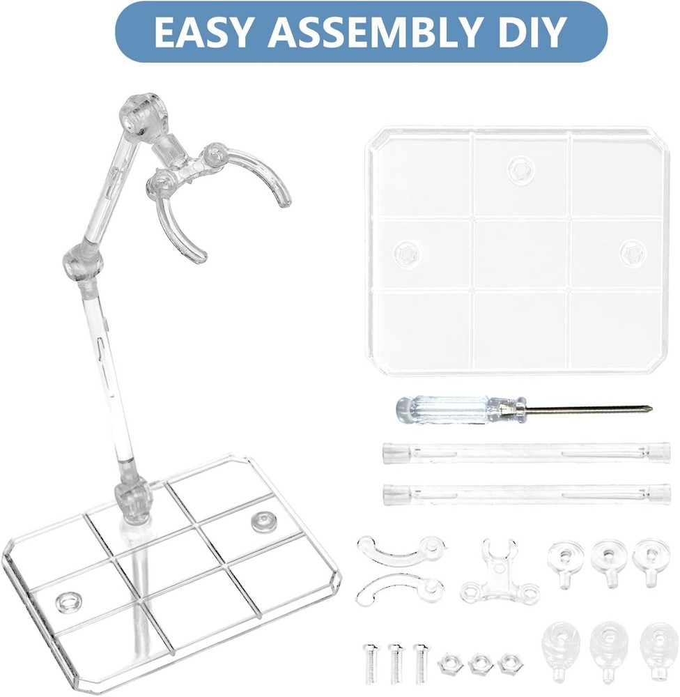 Action Figure Stand, 8 PCS Assembly Display Holder Base clear