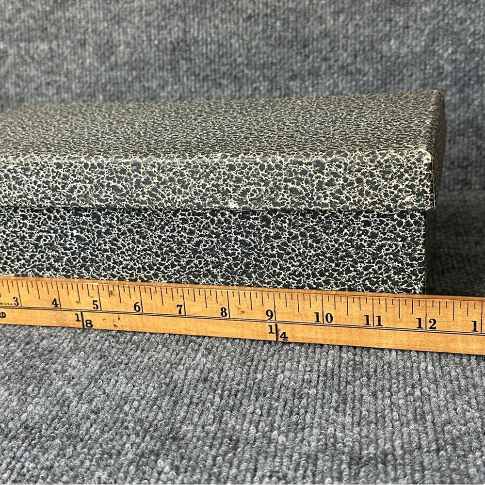 Vintage index card file box lidded storage speckled rectangular journal crafting