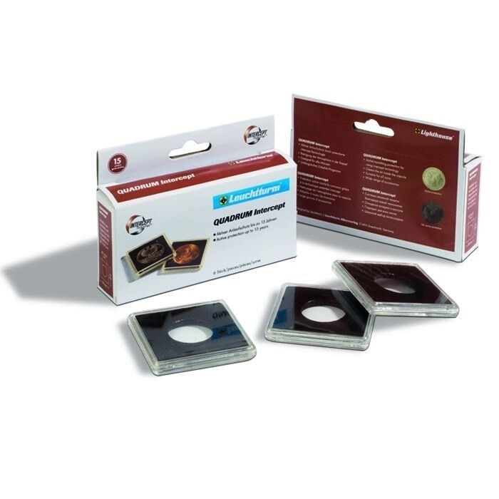 6 Pack Lighthouse 40mm Quadrum Intercept Square Snaplock Coin Holders