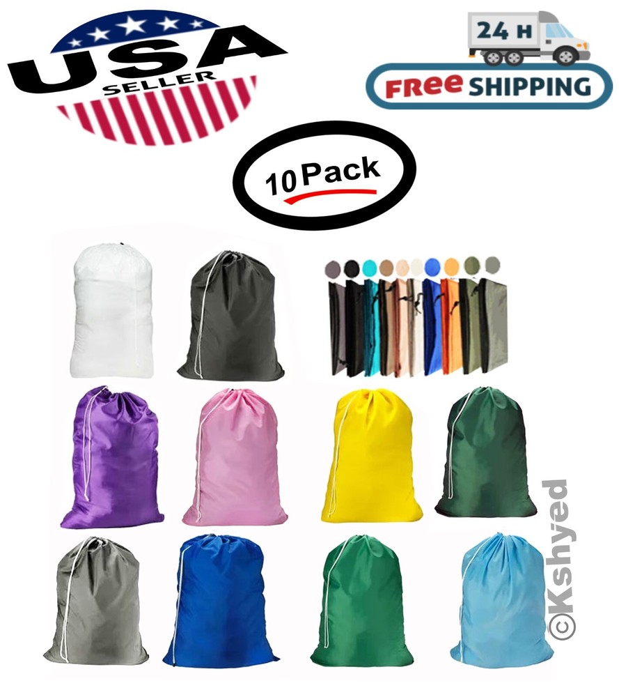 Large 29"X40"  Laundry Bag Heavy Duty Nylon With Drawstring Assorted (10 Pack)