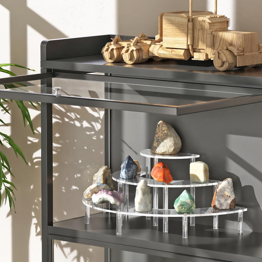 Acrylic Display Risers 3 Tier Half Moon Clear 2 Pack Perfume Organizer