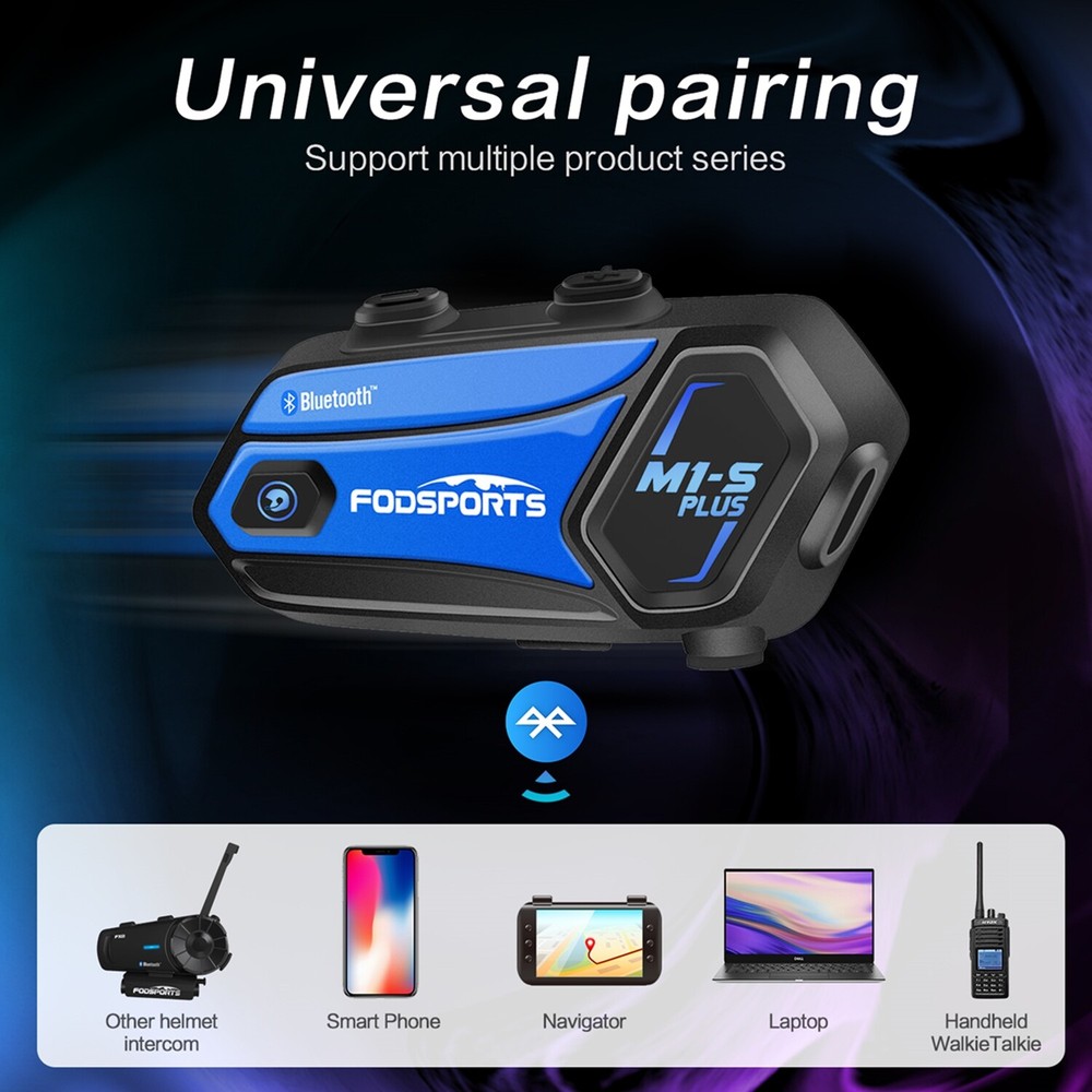 2x M1-S Plus 2000M Motorcycle Helmet Intercom BT Headset 10 Riders Communication