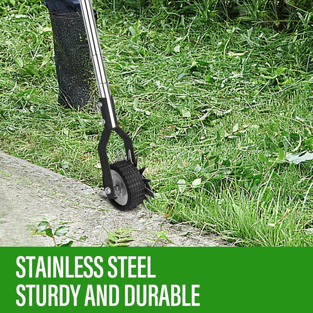 Efficient Manual Wheel Lawn Edger with Adjustable Handle for Perfect Trimming