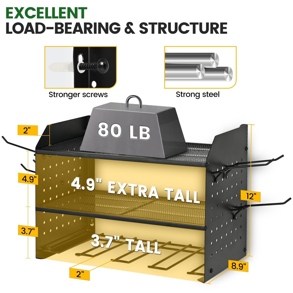 TRZZ Power Tool Organizer Wall Mount, 3-Layer without Charging Station, Black