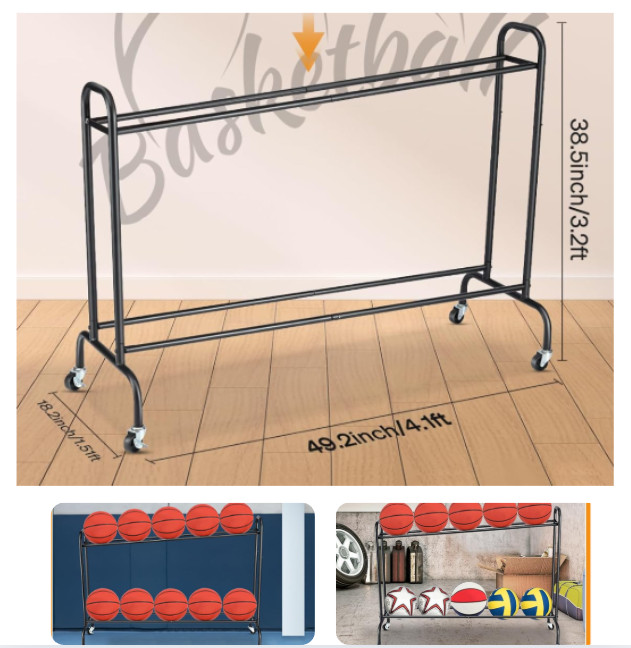 Basketball Rack Ball Storage Holder Shooting Training Rack with Wheels