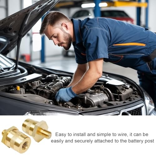 2PCS Battery Terminal Connectors Set, Auto Battery M8 Top Side Post Terminal