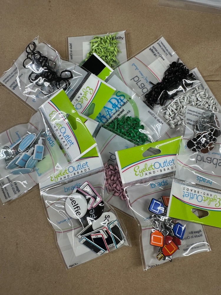 10 Eyelet Outlet decorative & solid brad packages bundle lot