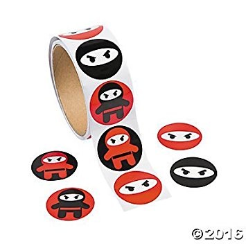Ninja Stickers 1 Roll - 100 Stickers Per Roll
