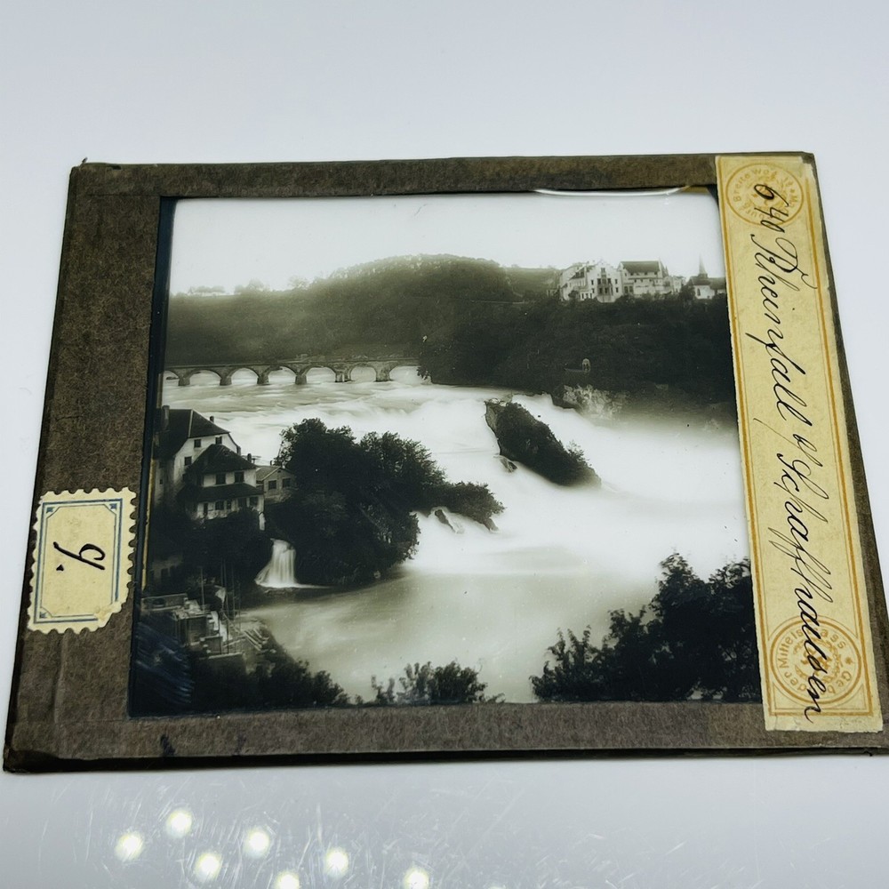 Vtg Magic Lantern Glass Slide Photo Rheinfall Waterfall