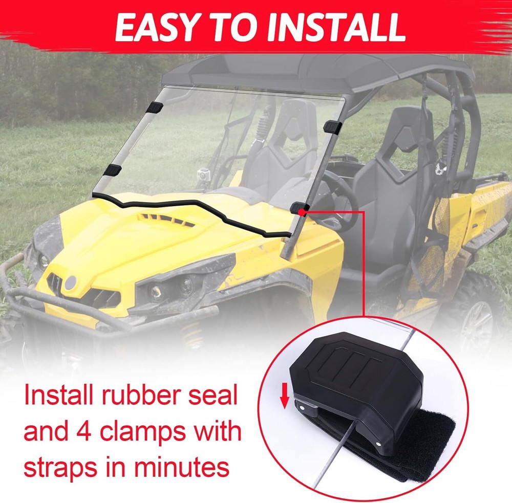 UTV Full Windshield Hard PC Windon For Can Am Commander 1000R/Max 1000R 2011-23