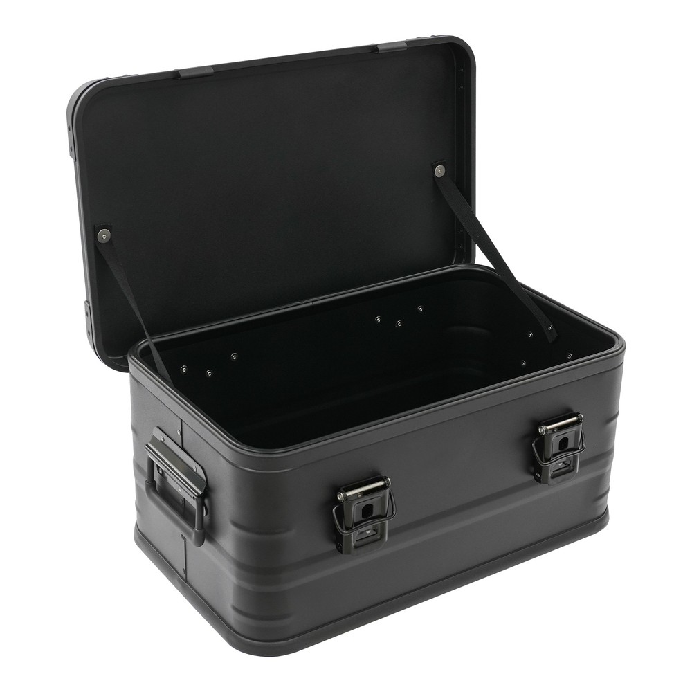 30L Aluminum Storage Box w/ Sponge Pad - 7.93 Gallon Black Rectangular Container