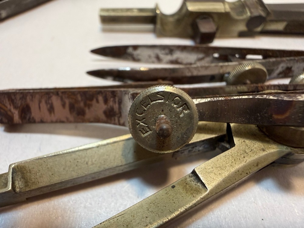 Vintage Assorted Small Drafting Tools Nickel Silver Compass Dividers