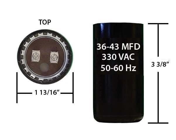36-43 MFD 330 VAC Motor Start Capacitor