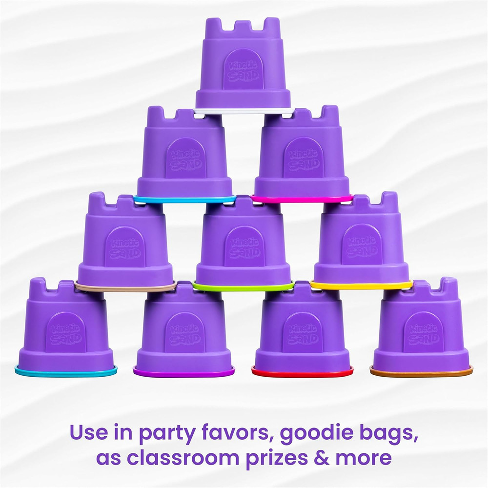 Kinetic Sand, Castle Containers 10-Color Moldable Play Sand Pack for Easter Bask