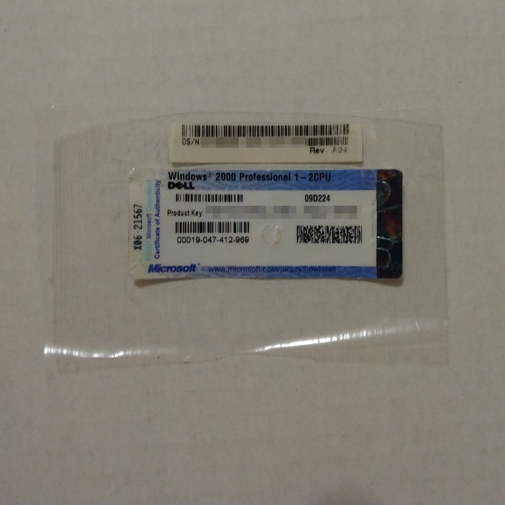Microsoft Windows 2000 Professional - DELL - Product Key / Sticker