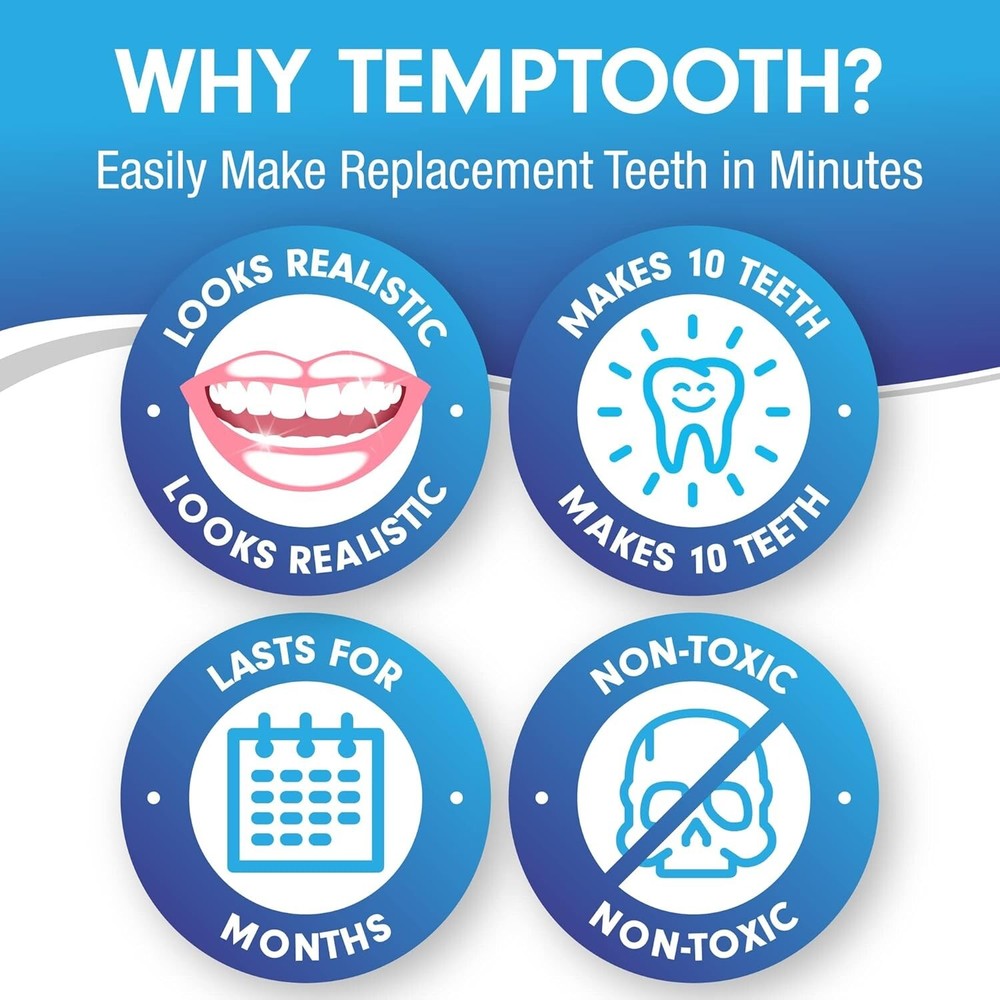 Temporary Tooth Replacement Kit Moldable Approved Easy Fix for Missing Teeth