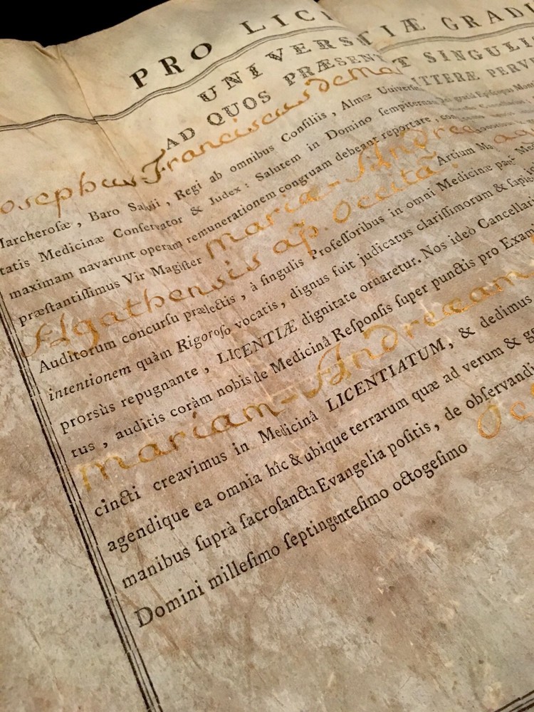 MEDICAL PRACTICE DIPLOMA 1788