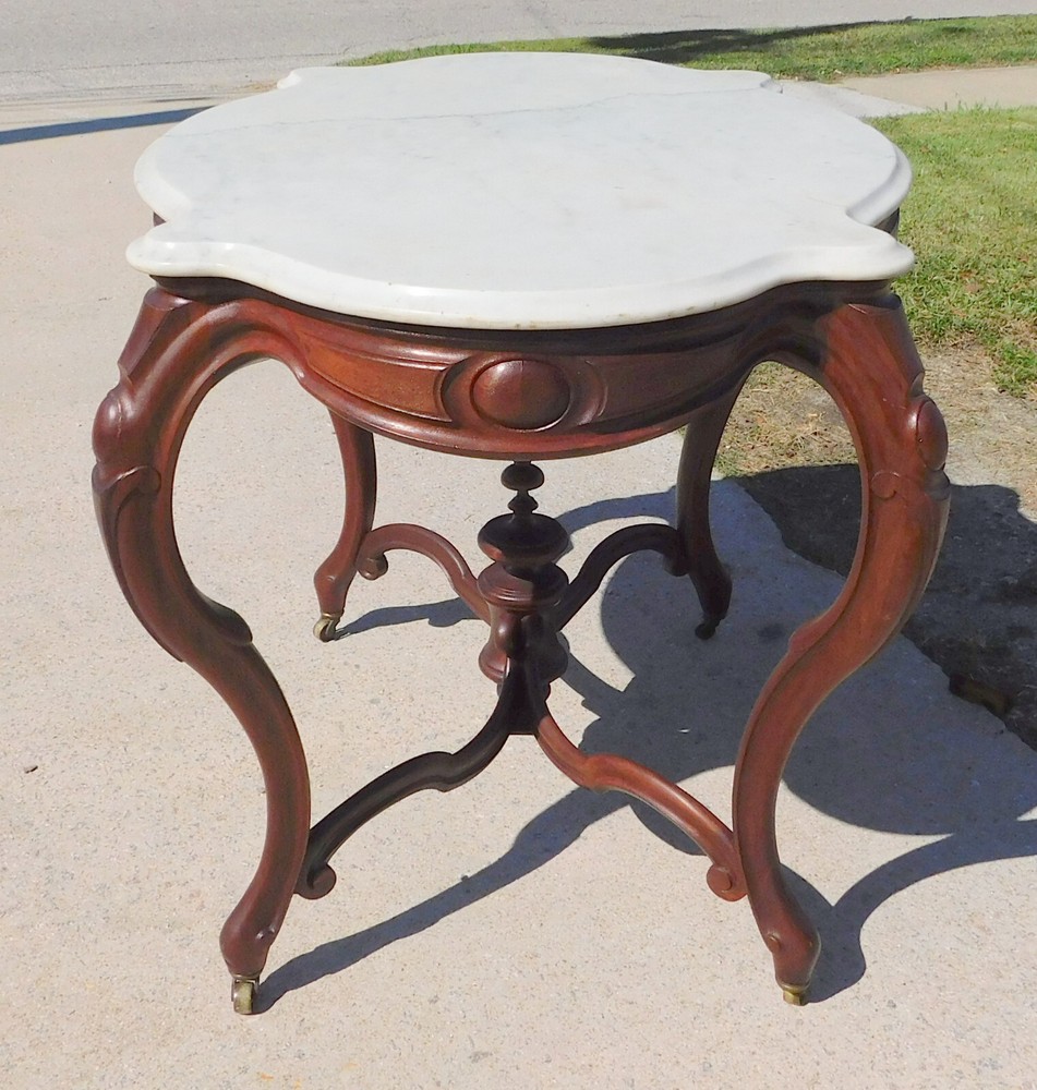 Walnut Victorian Marble Top Table circa 1860