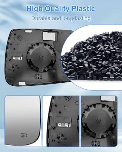 Driver Left Side Mirror Glass Assembly with Plastic Back Plate Heated Fit for