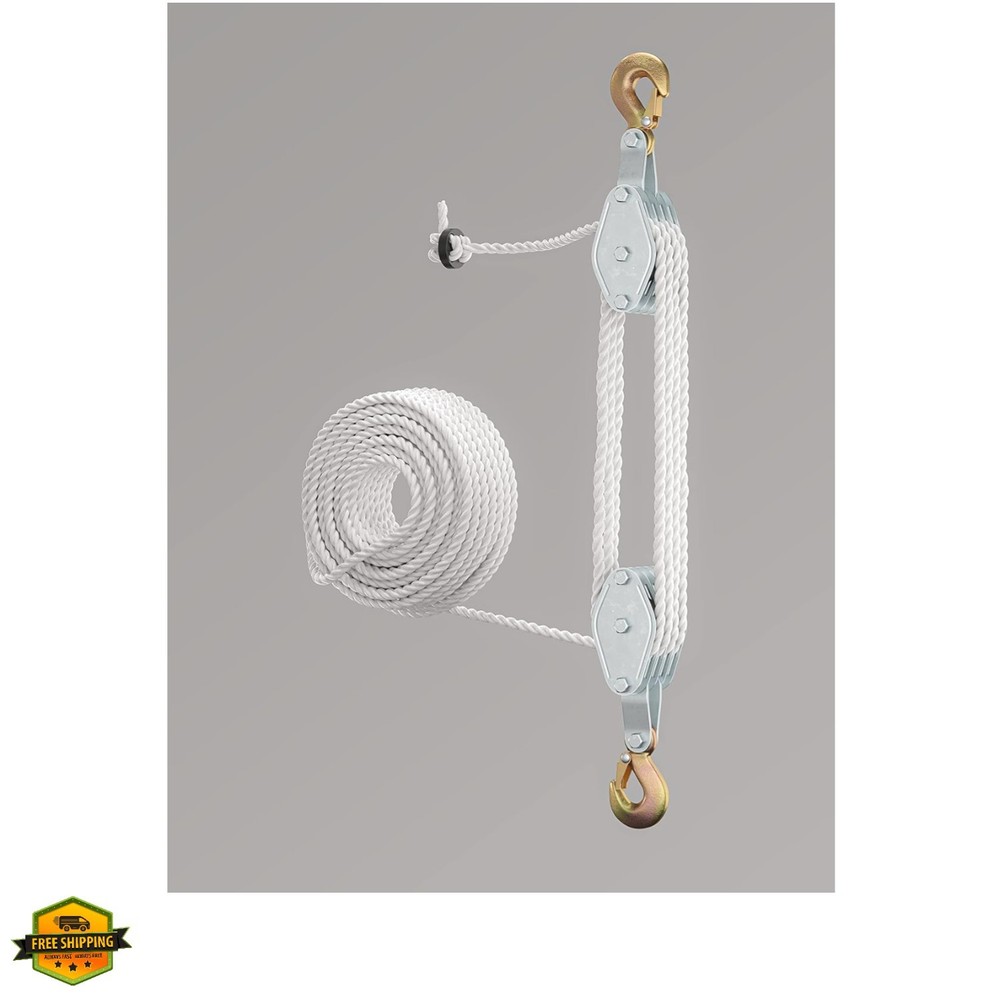 Block and Tackle Pulley System for Lifting Objects - SoB 4000LB Breaking Stre...
