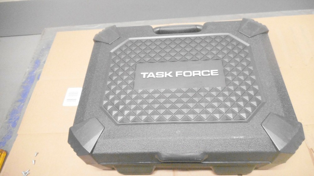 Task Force 18 volt drill, 3/8" chuck, with battery, hand tools, charger, case